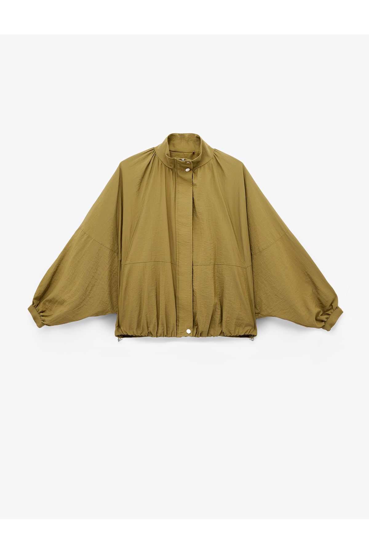 Koton  Paraşüt Kumaş Uzun Kollu Cepli Dik Yaka Fermuarlı Oversize Yağmurluk