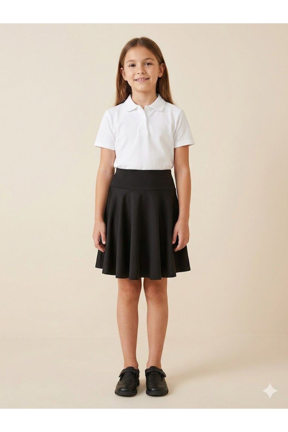 CRNSSWİMWEAR  Çocuk Okul Etkinlik Eteği Siyah Esnek Dalgıç Kumaş