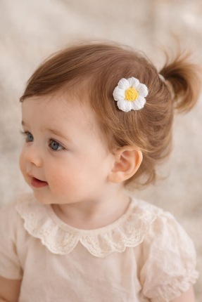 Momi Tasarım Saçsız Bebek Tokası Papatya