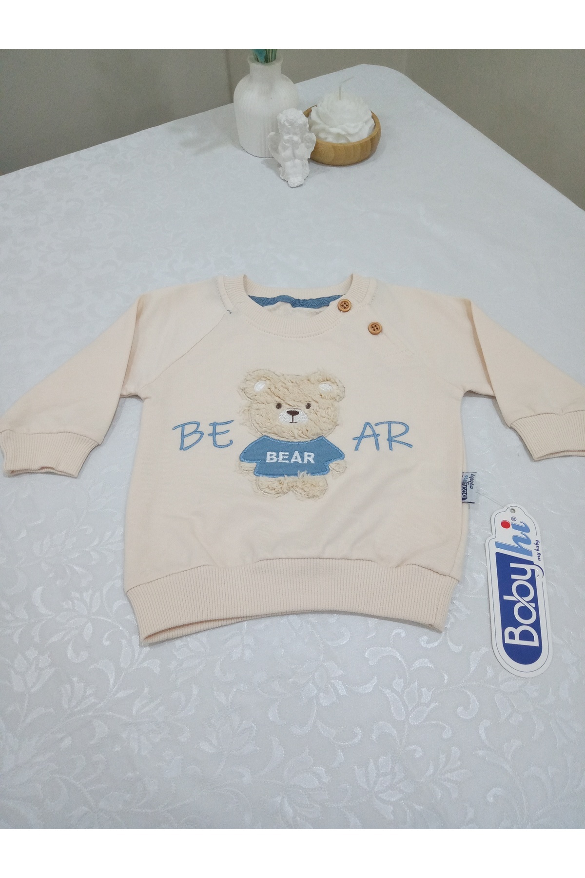 Babyhits Bebek ve Çocuk Ayıcık Nakışlı 2'li Eşofman Takımı - Mavi & Krem fotoğrafı 2 (önizleme)