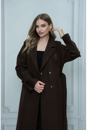 Eccim Fashion Sade Uzun Kadın Palto Kaban Ceket