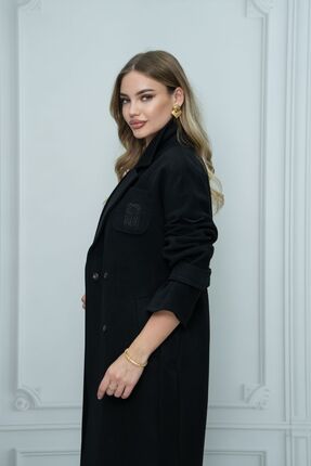 Eccim Fashion Sade Uzun Kadın Palto Kaban Ceket