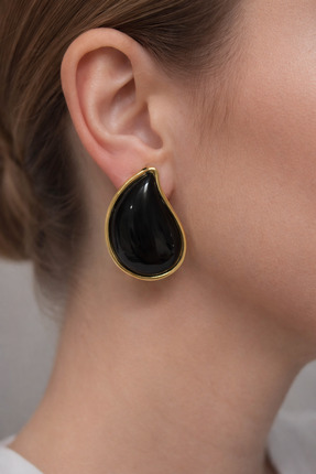 MİLASJEWELRY Siyah damla küpe