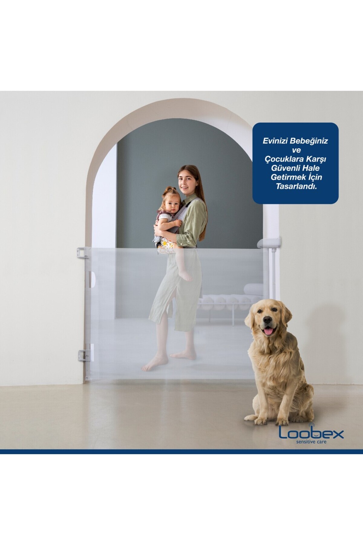Loobex Katlanabilir Çocuk ve Evcil Hayvan Güvenlik Kapısı ve Merdiven Bariyeri 150 cm BEYAZ (86*150) fotoğrafı 2 (önizleme)