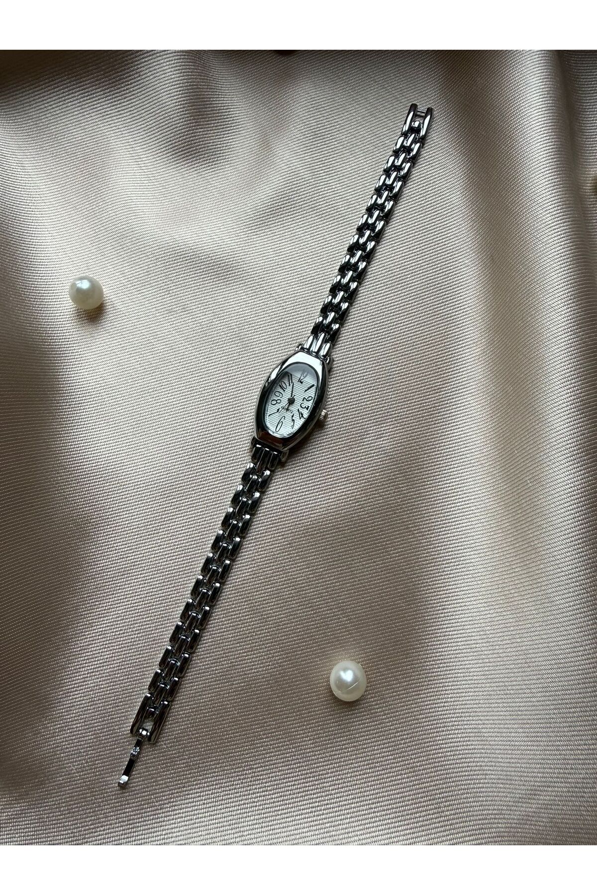 rubsey Retro Minimal Metal Kordon Vintage Kadın Kol Saati görsel 4