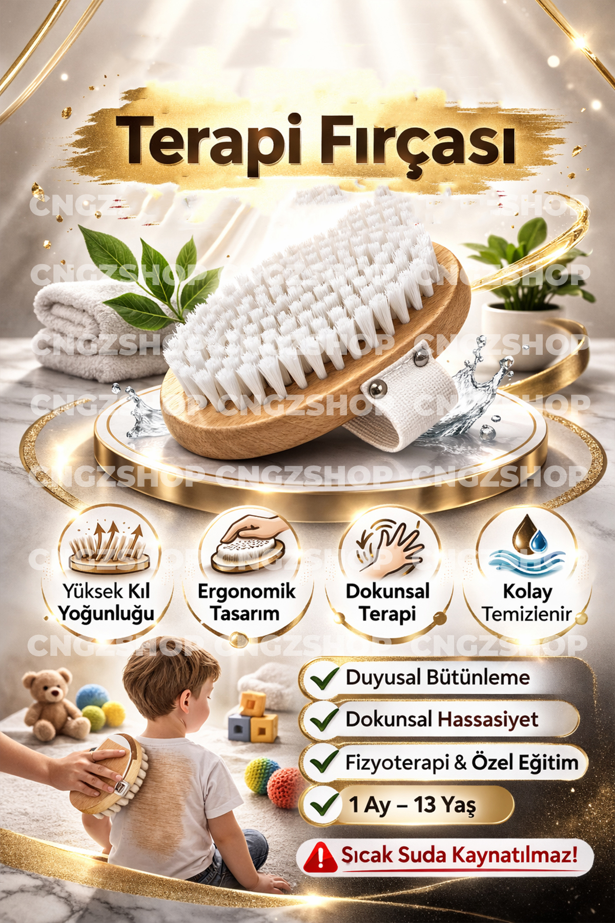 Terapi Fırçası Therapressure Brush – Duyusal Bütünleme ve Dokunsal Terapi Fırçası | Ergoterapi & Öze — سفید DokunsalTerapi — تصویر 2 از 4