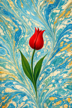 BiveSa Tek Lale Çerçevesiz Modern Salon ve Ofis İçin Dekoratif Duvar Tablosu