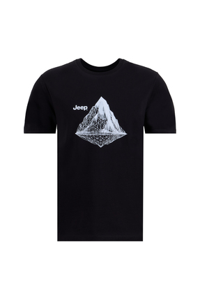 Jeep Bisiklet Yaka Baskılı Siyah Erkek T-Shirt J6SM-TST7318