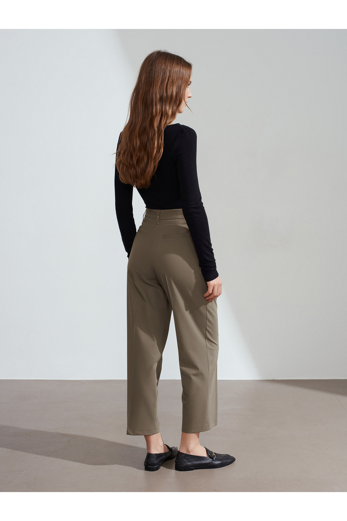 Dilvin  72251 Pensli Düz Paça Pantolon-Toprak - Görsel 2