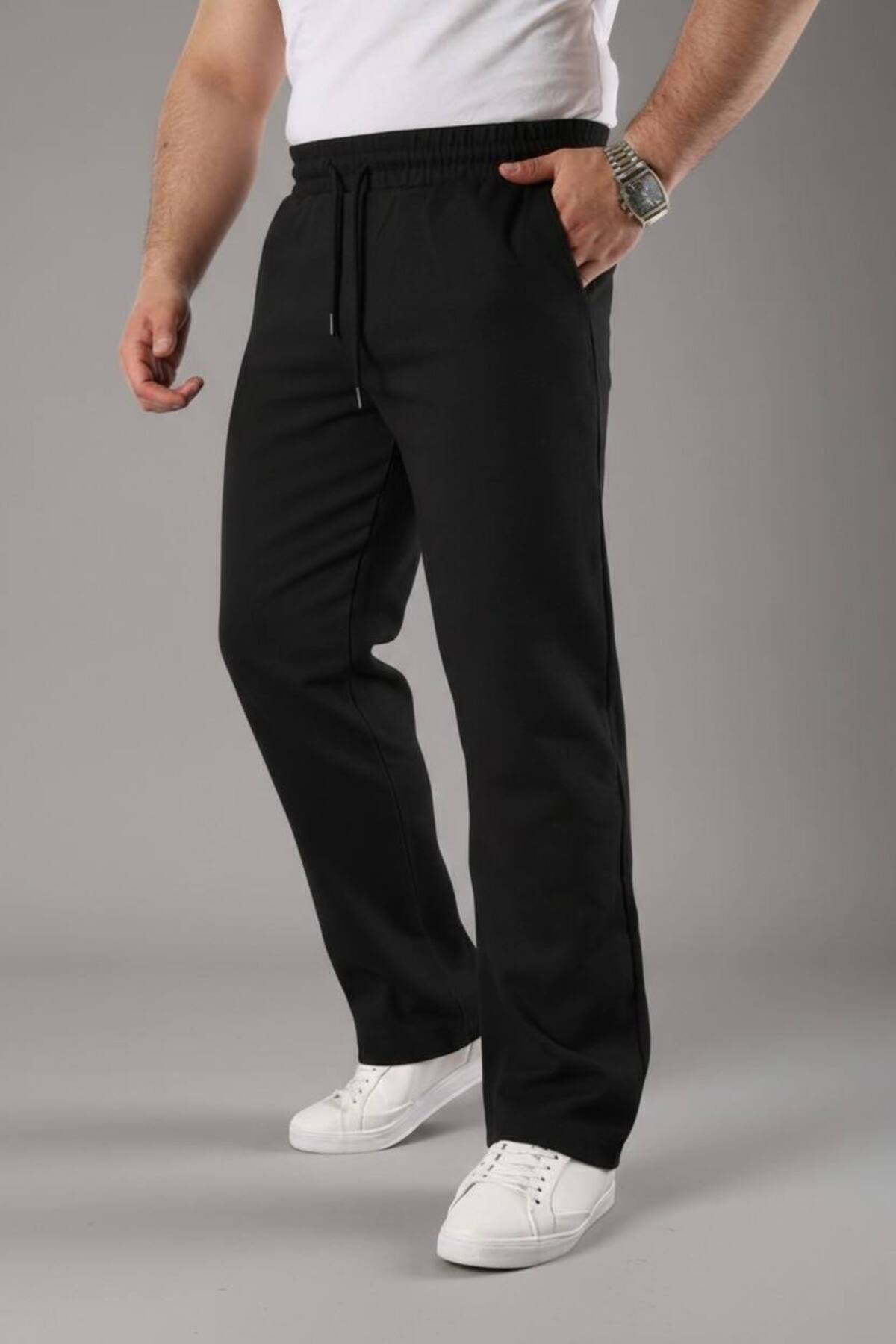 STOCX  3 İplik Şardonlu Baggy Fit Düz Paça Eşofman Altı - Görsel 2