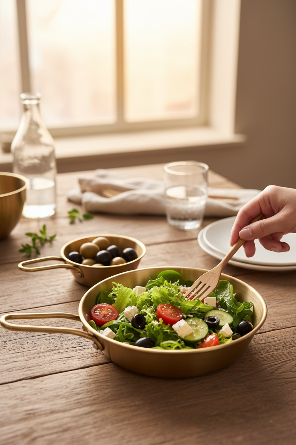2'li Kulplu Gold Sunumluk Tava Görünümlü Meze Zeytin Tabağı