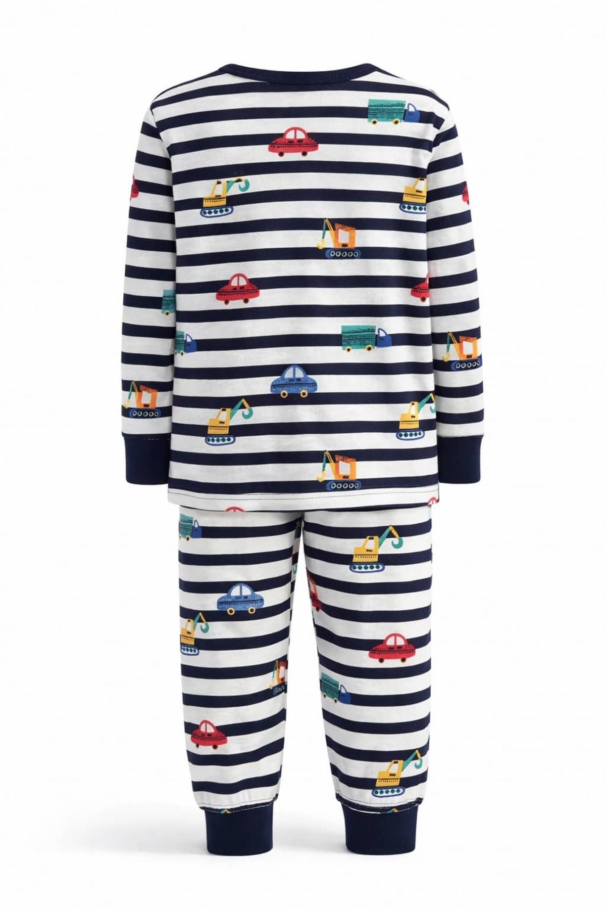 CQCQ Çizgili Araç Desenli Erkek Çocuk Pijama Takımı %100 Pamuk fotoğrafı 2 (önizleme)