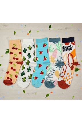 GSocks 5'li Etnik Doğa Desenli Renkli Kadın Çorap Seti