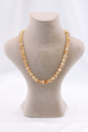 SAURACHI Sitrin Citrine Kolye Doğal Taş Dizi 8 mm