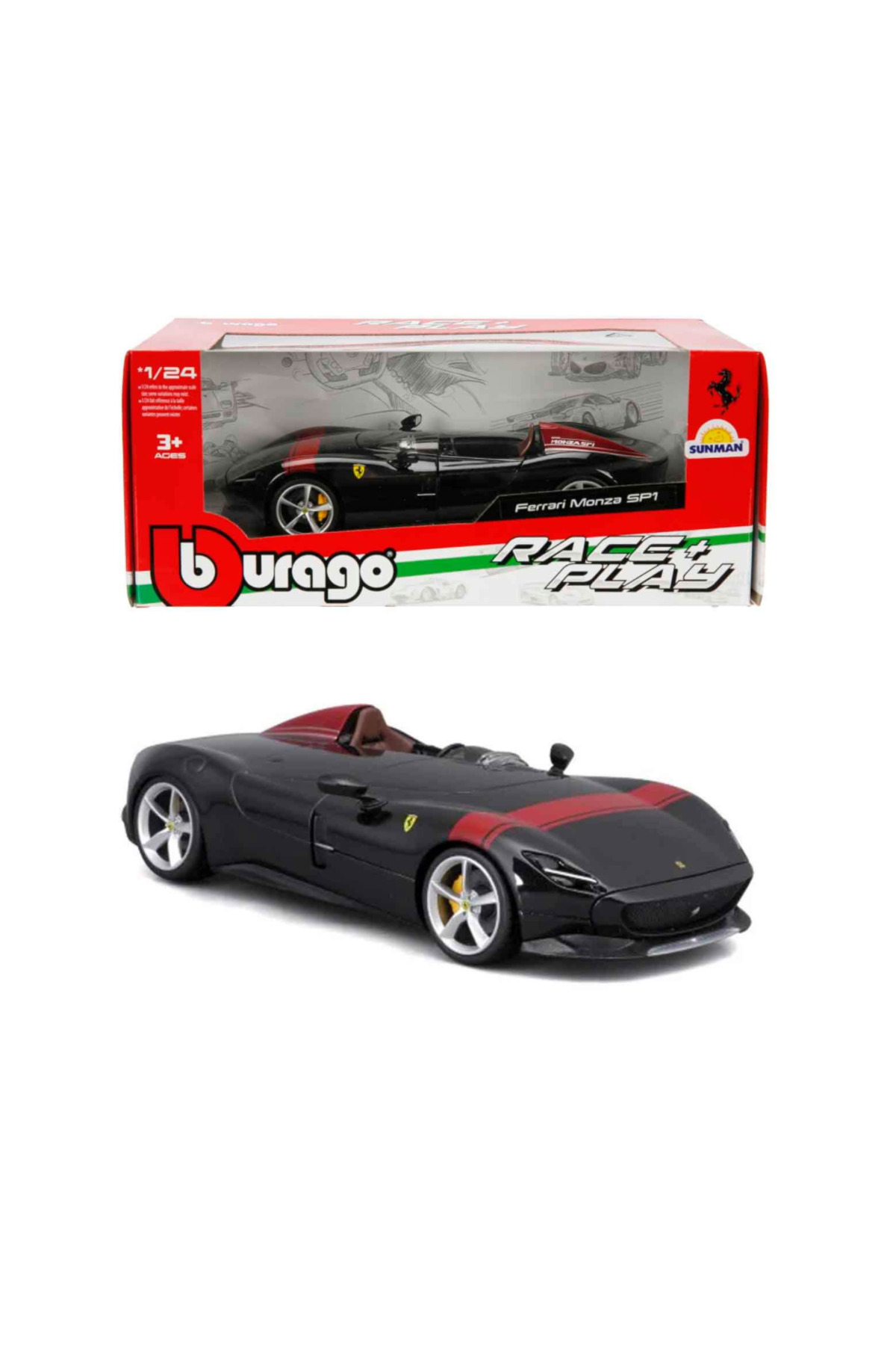 Sunman Bburago 1:24 Ferrari Monza Sp1 Siyah Metal Model Araba