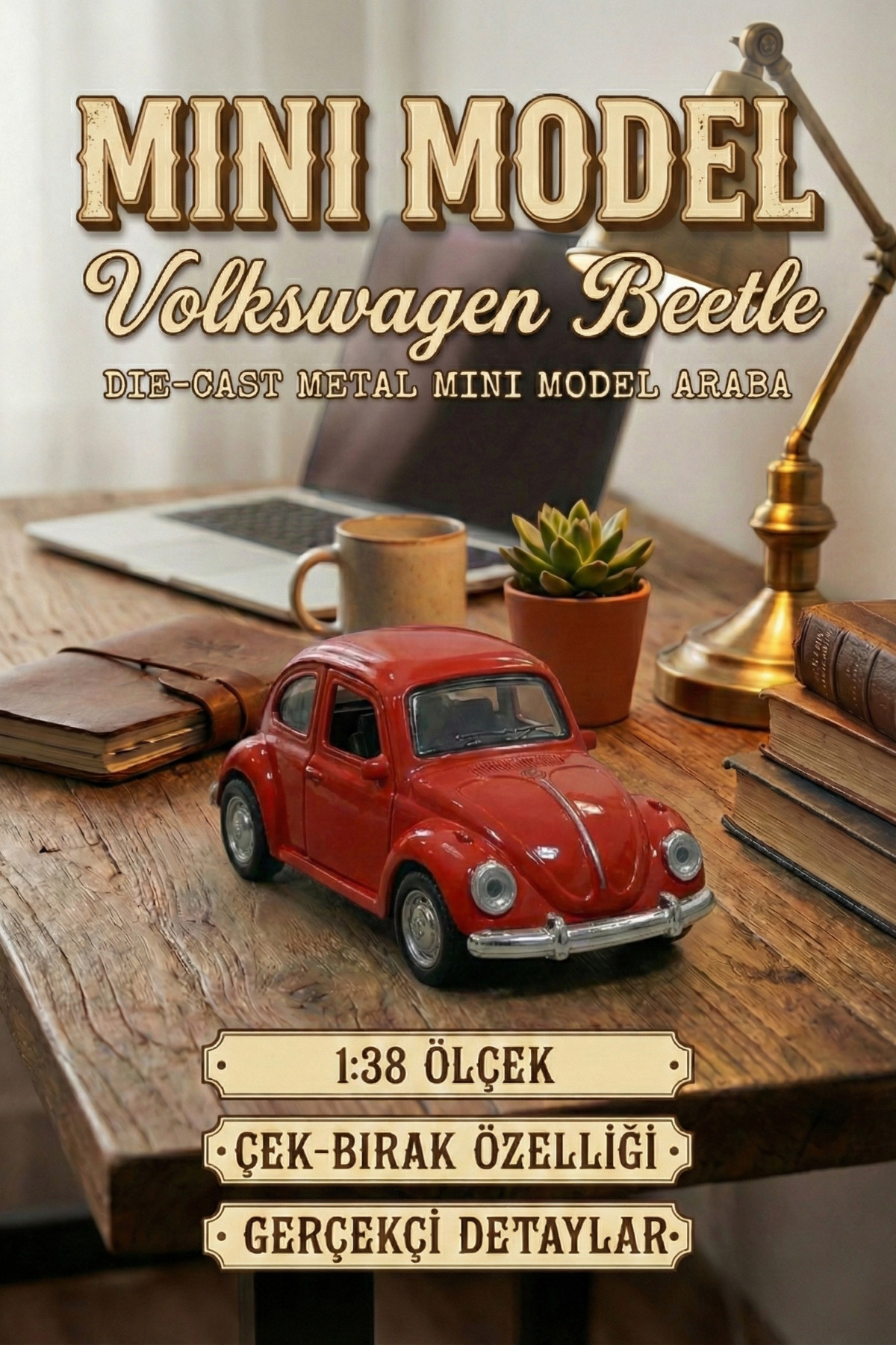 craftivio Volkswagen Beetle Vosvos Mini Model Araba 1:38 Ölçek Die