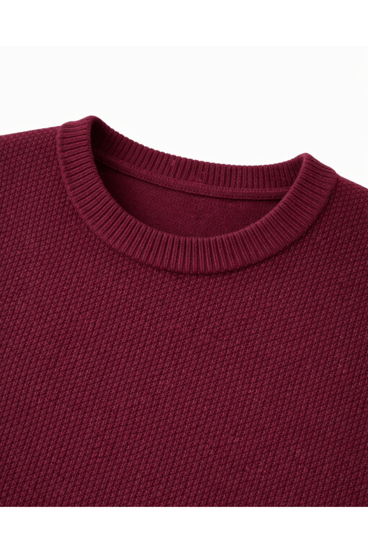 BattalModa Erkek Büyük Beden Bordo Bisiklet Yaka Triko Kazak 5XL-6XL-7XL-8XL görsel 2