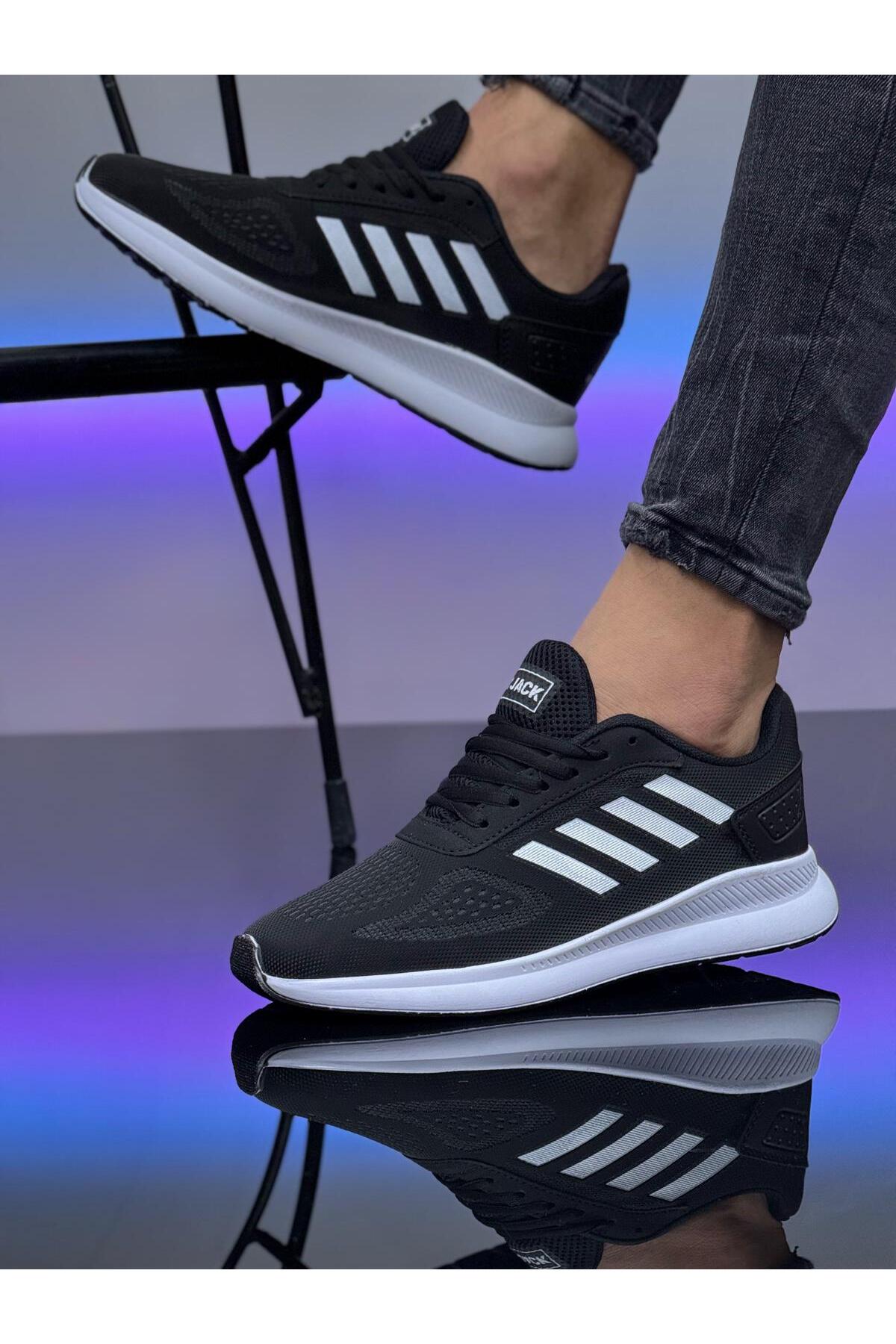 PRO JACK Black and White Four-Stripe Lace-Up Orthopedic Unisex Daily Sports Shoes - Pj100