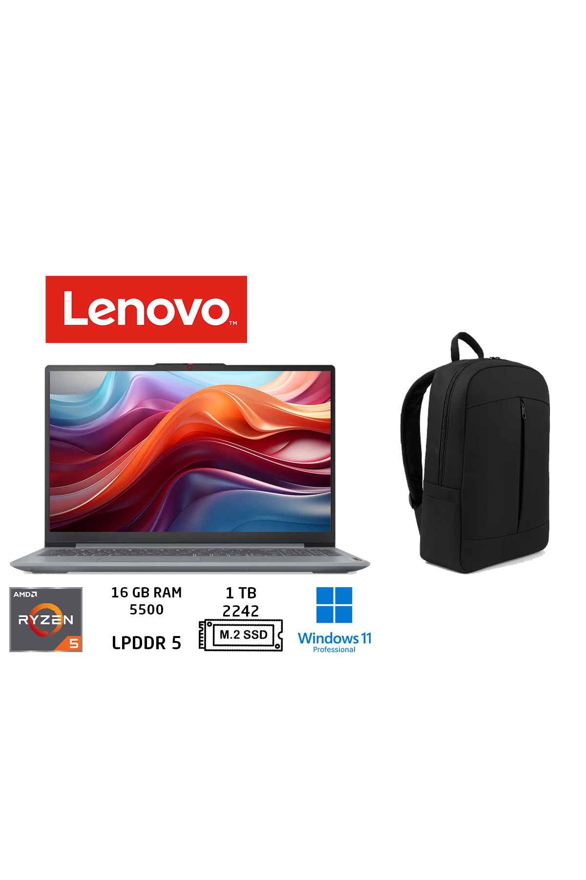 LENOVO IdeaPad Slim 3 AMD Ryzen 5 7520U 16 GB 512 GB SSD W11PRO 15.6" FHD 82XQ00SFTX İşlemci