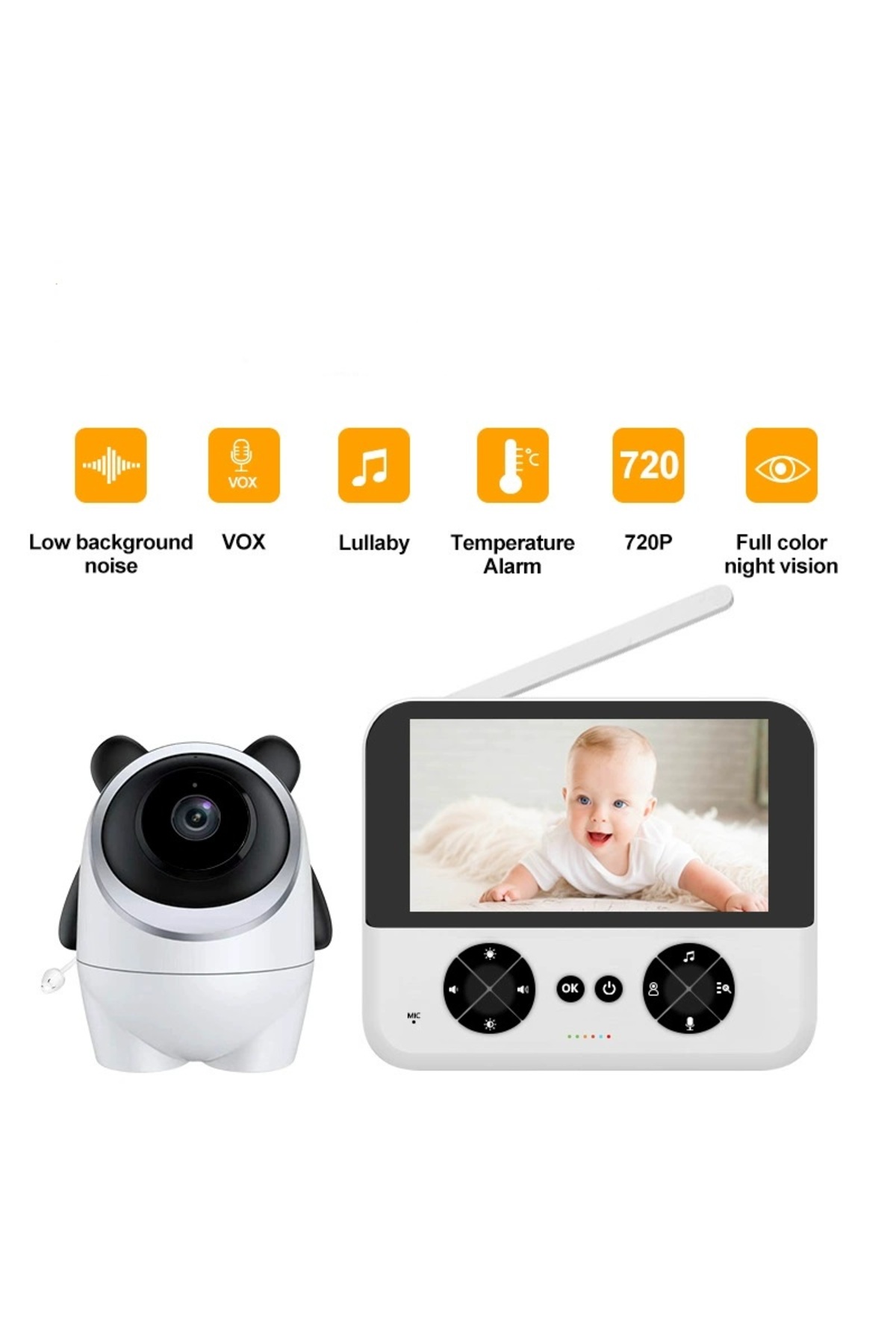 WiderMarkt Bebek İzleme Kamerası WİFİ Gerekmez– Ninni Çalma, Ağlama Algılama, Sıcaklık Takibi,Çift Yönlü Ses fotoğrafı 4 (önizleme)