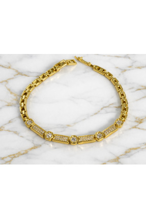 MERVAN TAKI Xuping Altın Renk Zirkon Taşlı Çelik Bileklik