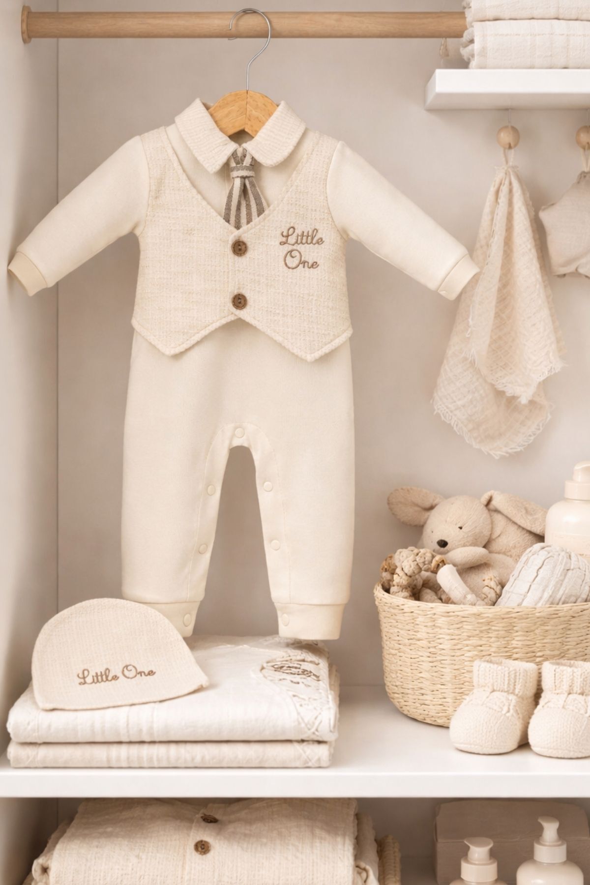 Minytrendy Erkek Bebek %100 Pamuk Konsept Yelekli Yenidoğan Tulum Mevlüt Kıyafeti Bayramlık Takım fotoğrafı 2 (önizleme)