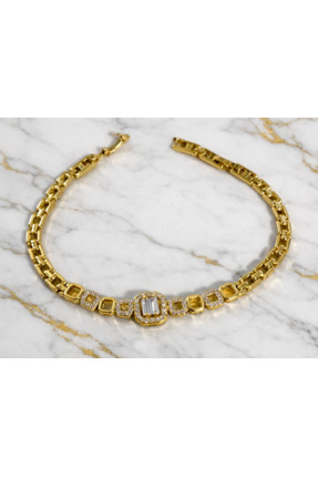 MERVAN TAKI Altın Renk Zirkon Taşlı Xuping Çelik Bileklik