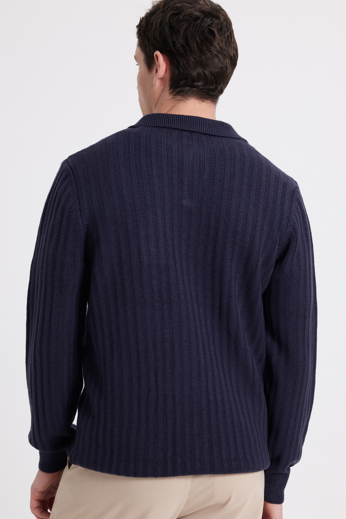 Tudors  Erkek Standart Fit Normal Kesim Polo Yaka Lacivert Kazak - Görsel 8