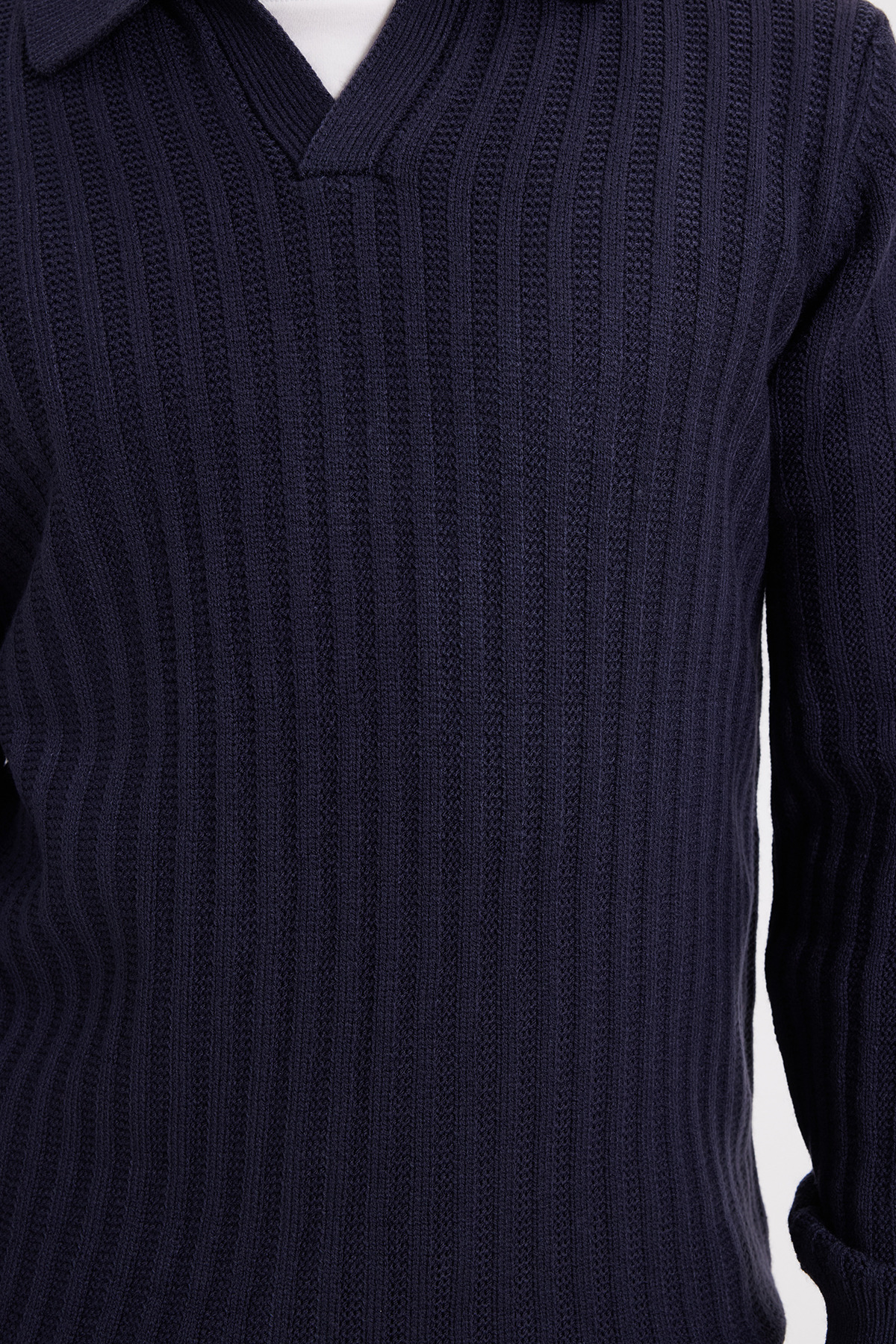 Tudors  Erkek Standart Fit Normal Kesim Polo Yaka Lacivert Kazak - Görsel 4