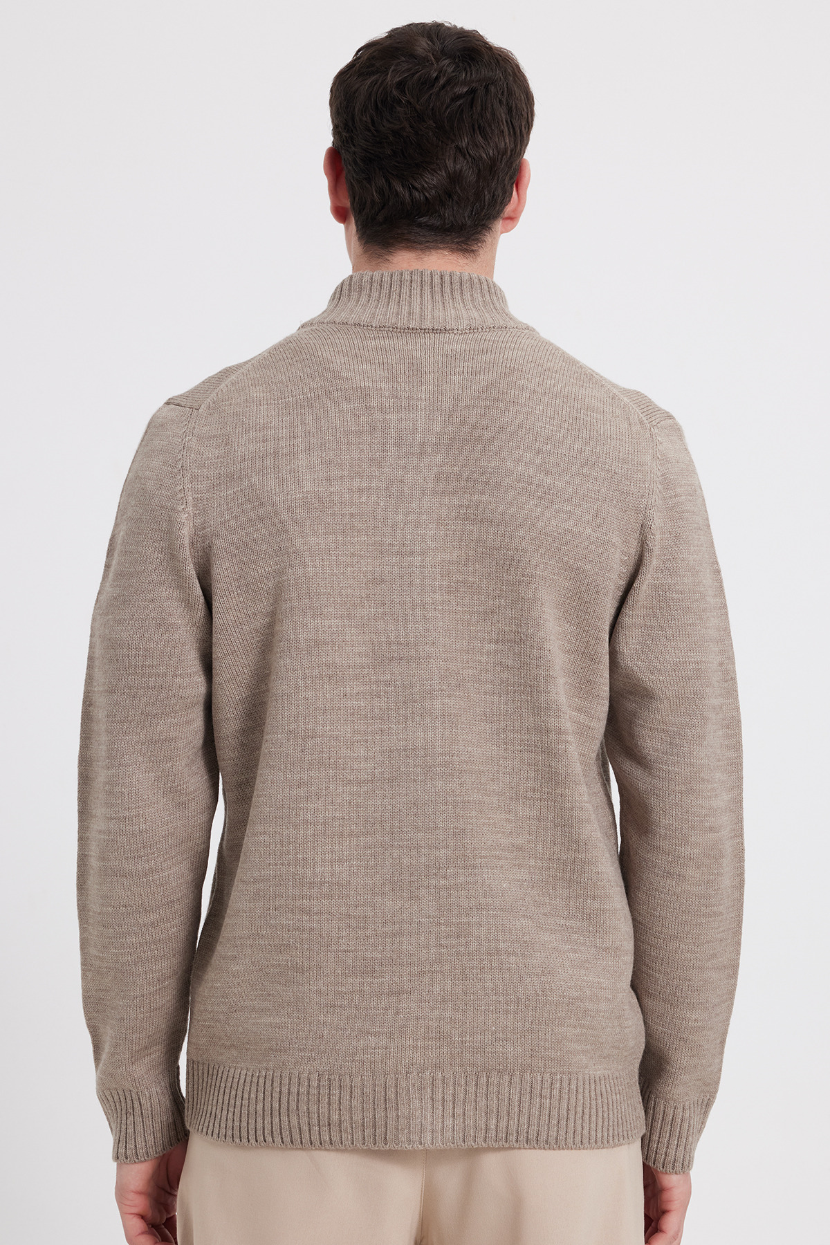 Tudors  Erkek Standart Fit Normal Kesim Fermuarlı Kahverengi Hırka - Görsel 11