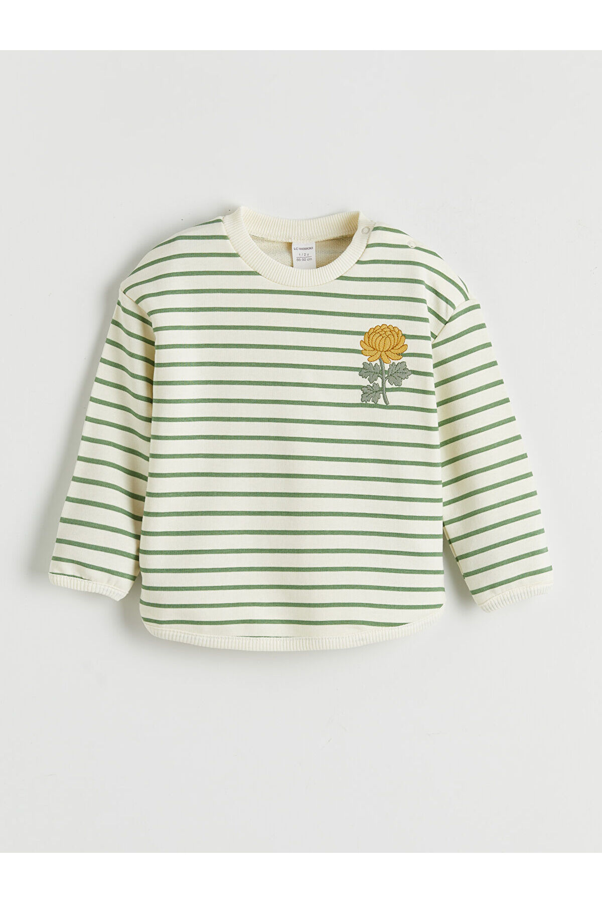 LC Waikiki Meral Collection Ekru Bisiklet Yaka Çiçek Nakışlı Kız Bebek Sweatshirt fotoğrafı 2 (önizleme)