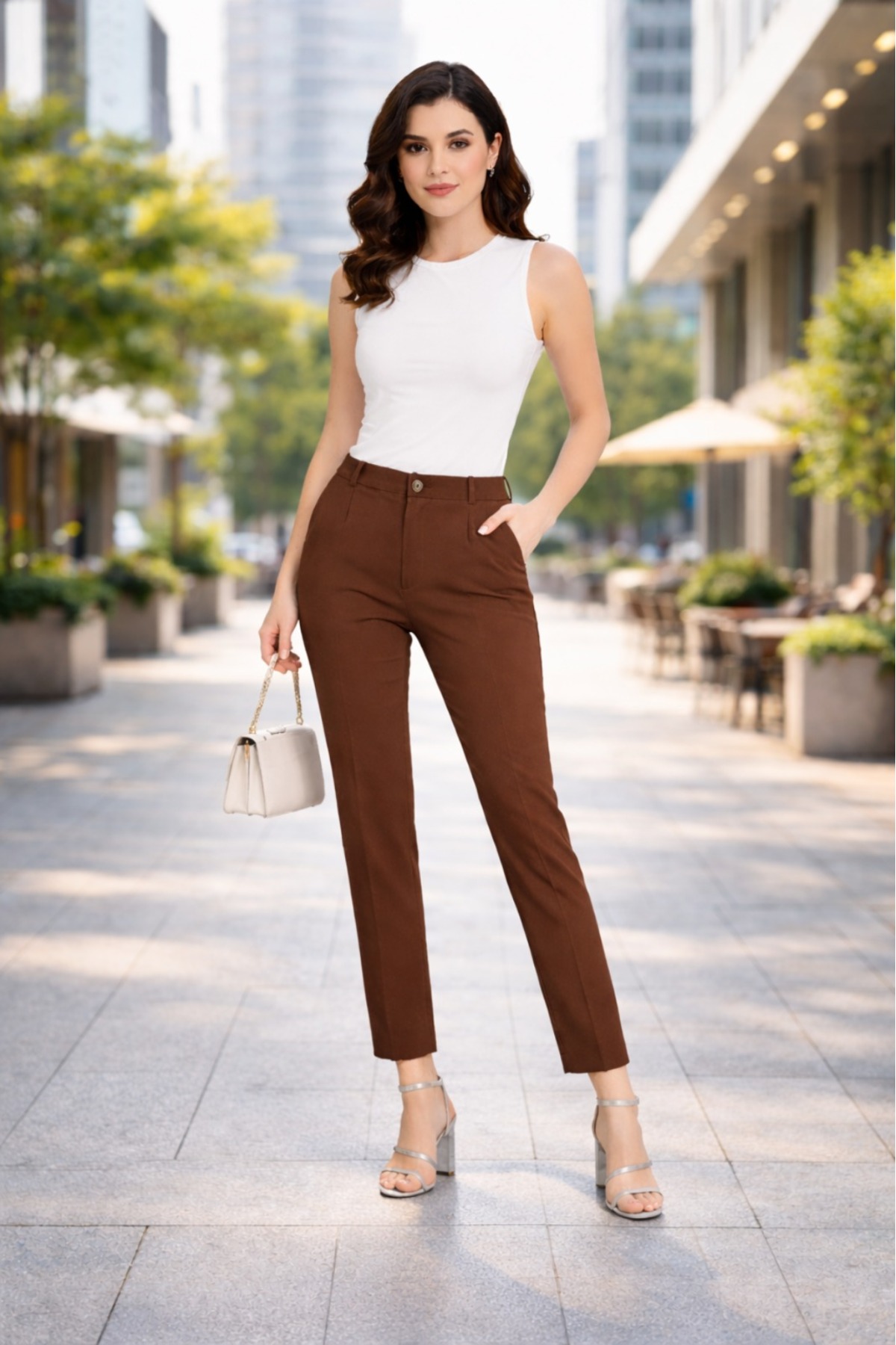 BEHLIVE  Kadın Yüksek Bel Pileli Dar Paça Havuç Pantolon - Görsel 2