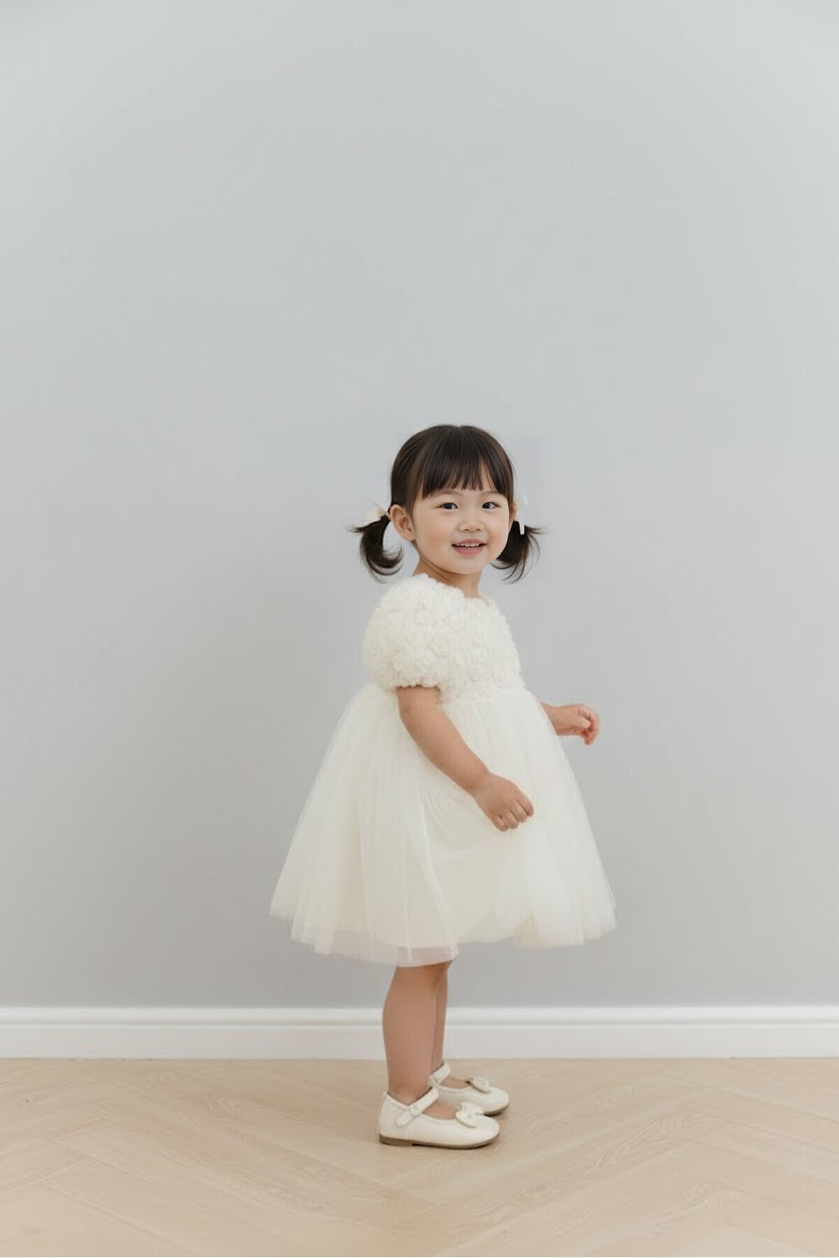 FURYATEX Kız Çocuk Çiçekli Tül Prenses Elbise – 3D Gül Aplikeli Doğum Günü Özel Gün Parti Elbisesi fotoğrafı 2 (önizleme)