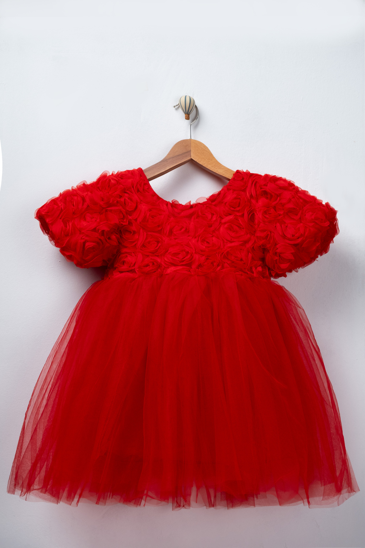 FURYATEX Kız Çocuk Çiçekli Tül Prenses Elbise – 3D Gül Aplikeli Doğum Günü Özel Gün Parti Elbisesi fotoğrafı 6 (önizleme)