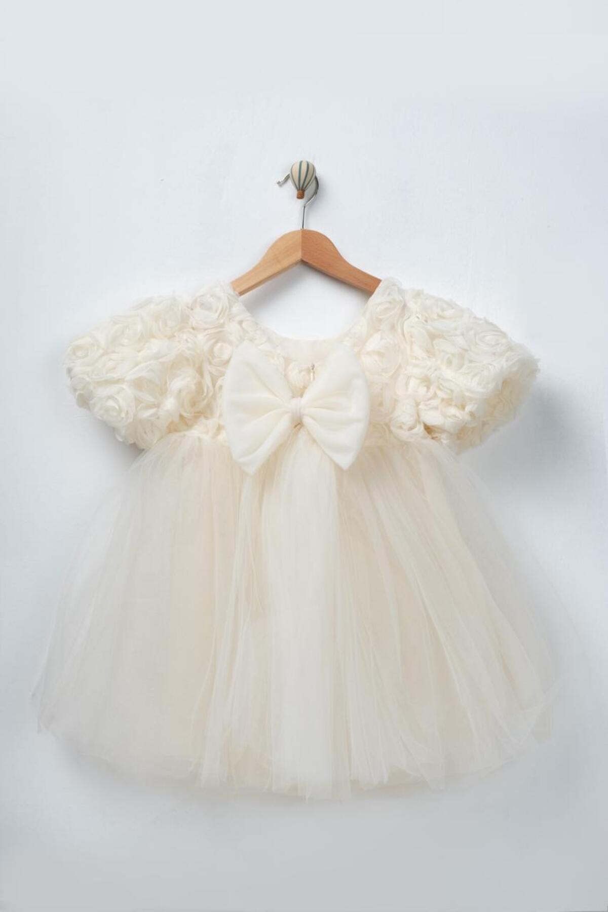 FURYATEX Kız Çocuk Çiçekli Tül Prenses Elbise – 3D Gül Aplikeli Doğum Günü Özel Gün Parti Elbisesi fotoğrafı 7 (önizleme)