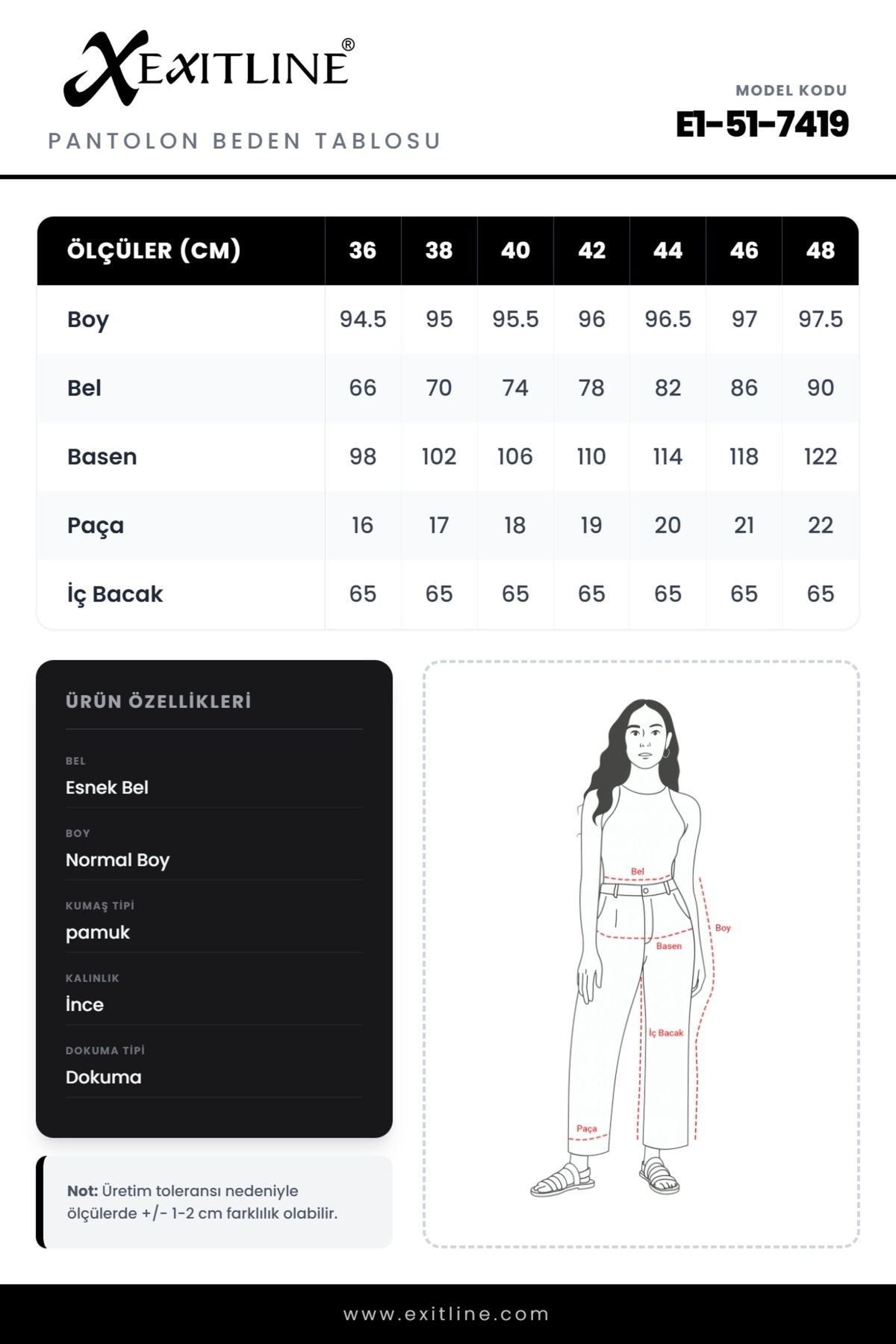 EXİTLİNE  Kadın Lacivert Sezonluk Beli Ribanalı Ve Lastikli Aksesaurlı Baggy Denim Pantolon - Görsel 6