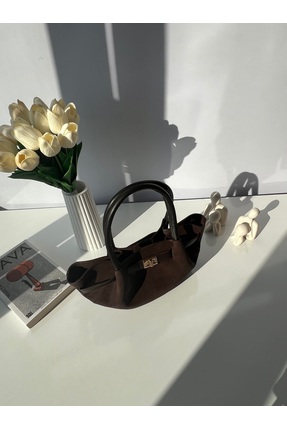 VELORELLA Kahverengi kemer detaylı mini nubuk çanta