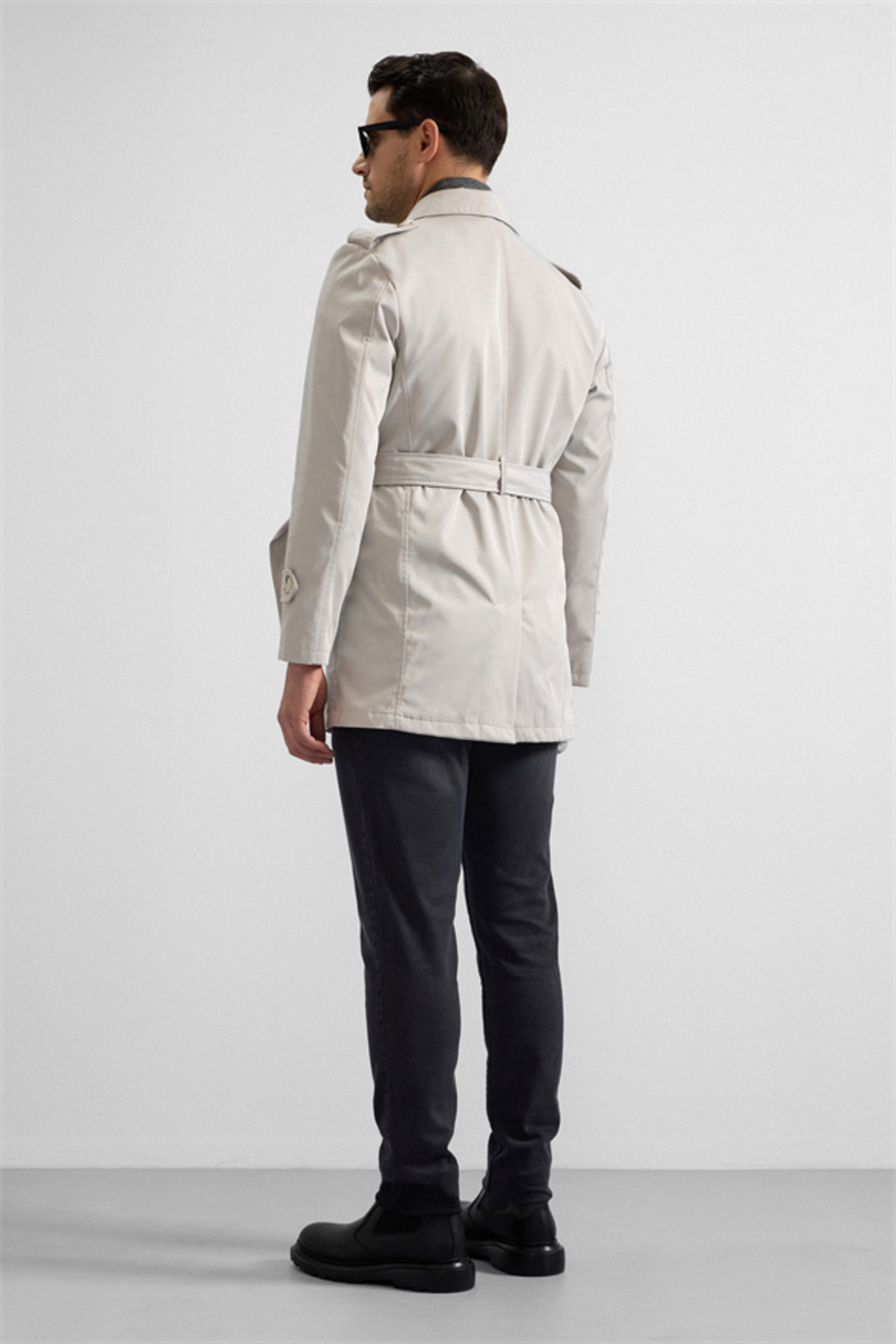 SÜVARİ  Taş Slim Düz Cepsiz Trençkot - Görsel 5