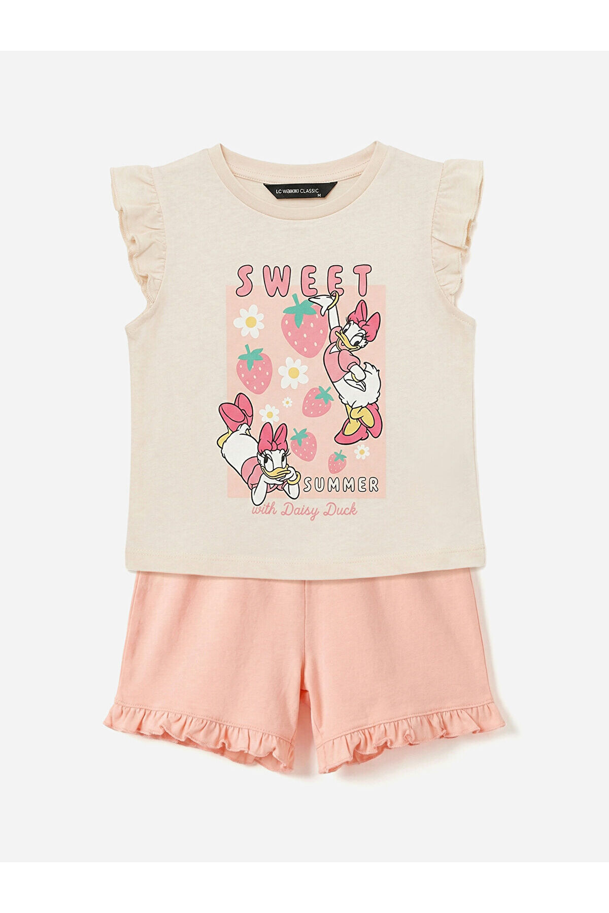 LC Waikiki Nevaa Collection Pembe Daisy Duck Baskılı Kız Bebek Bluz ve Şort fotoğrafı 2 (önizleme)