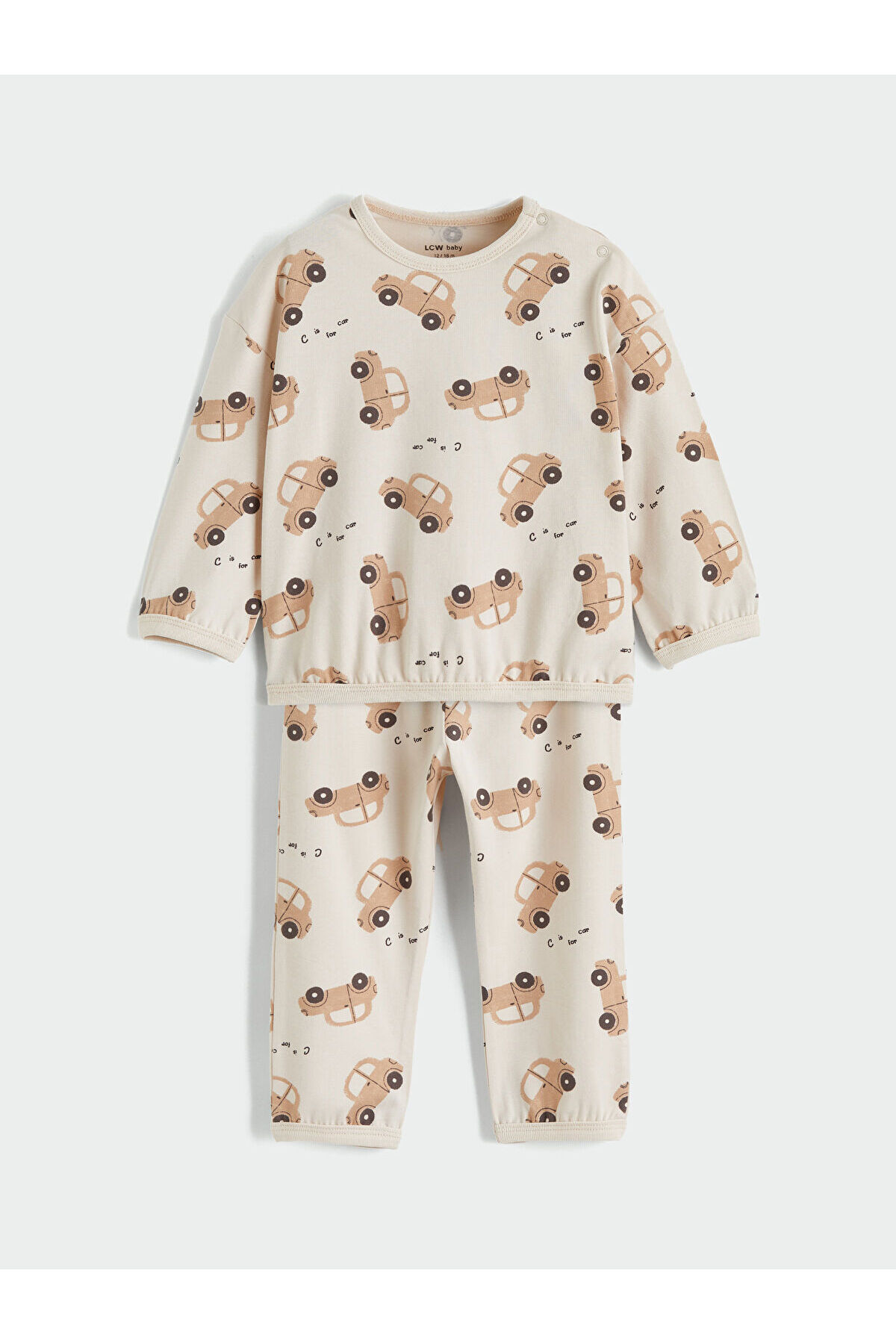 LC Waikiki Meral Collection Bej Bisiklet Yaka Baskılı Erkek Bebek Pijama Takımı fotoğrafı 2 (önizleme)