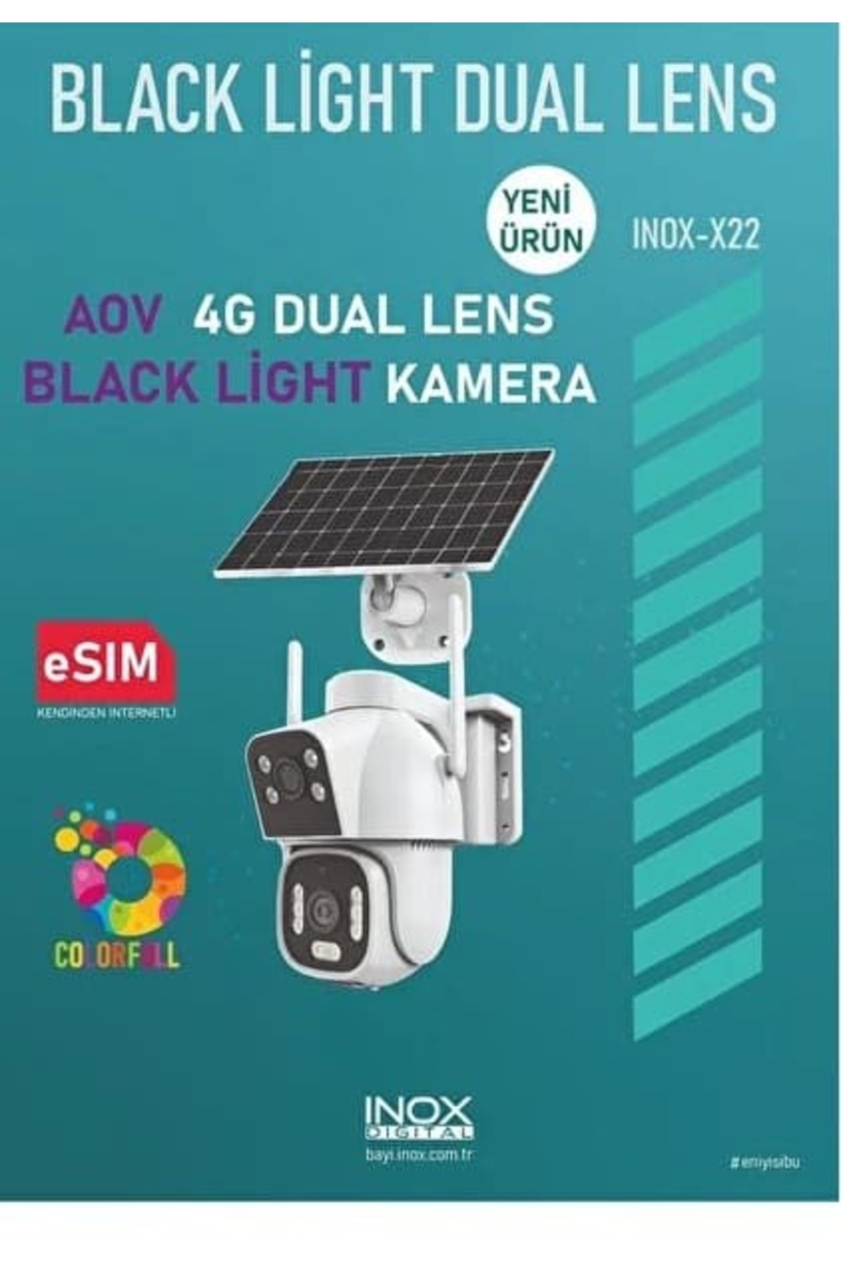 inox X22 4G DUAL LENS BLACK LİGHT ESİM SOLAR KAMERA