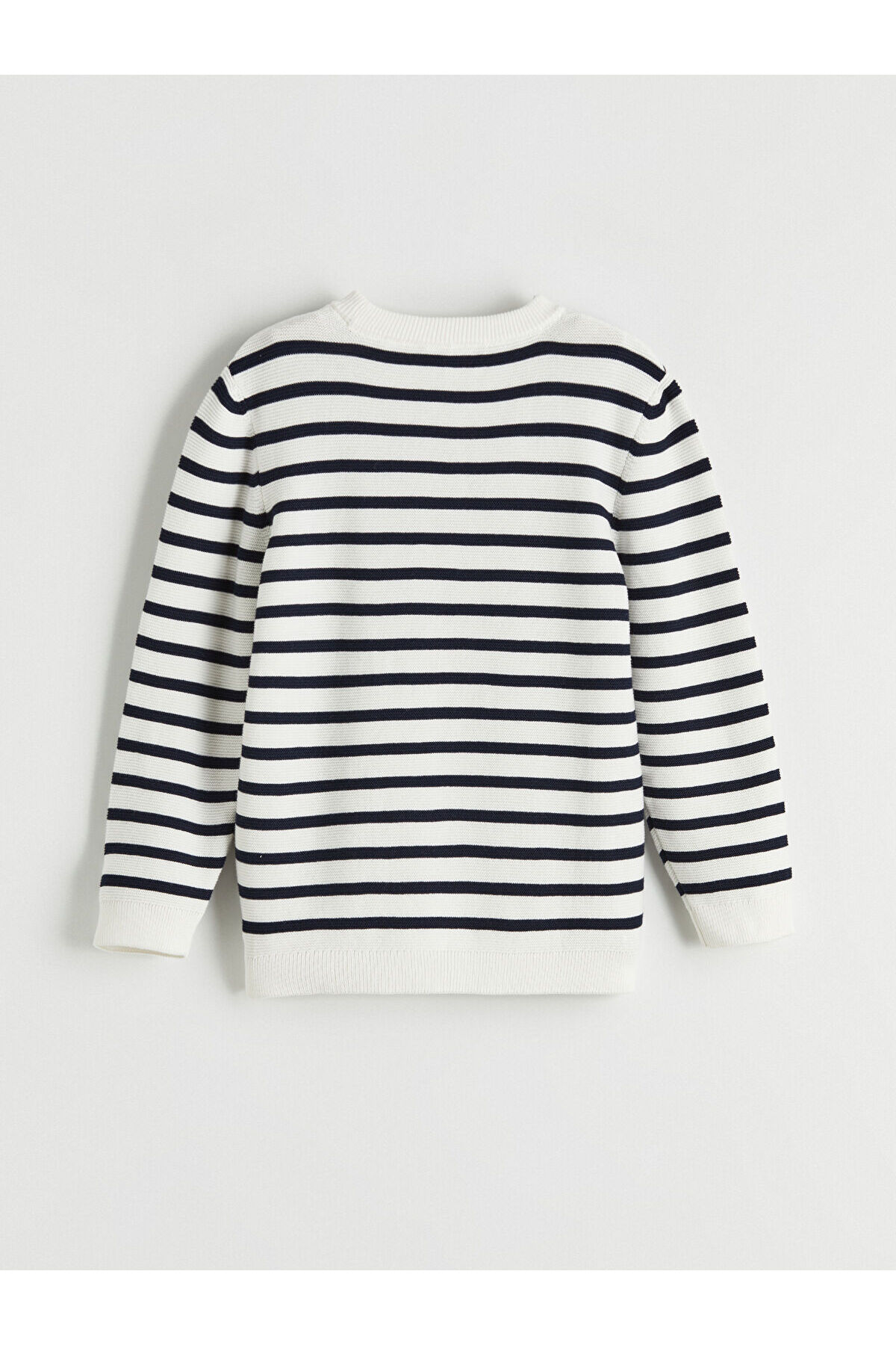 LC Waikiki Esse Collection Lacivert Bisiklet Yaka Çizgili Erkek Çocuk Triko Kazak fotoğrafı 3 (önizleme)