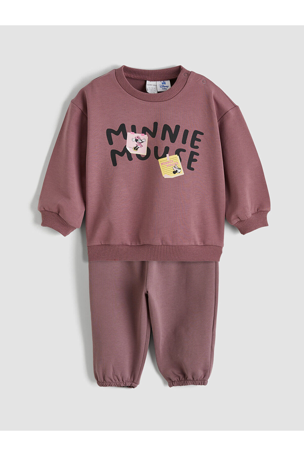LC Waikiki Nevaa Collection Pembe Minnie Mouse Baskılı Kız Bebek Sweatshirt ve Eşofman Altı fotoğrafı 2 (önizleme)