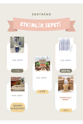 SBStrend HEDİYELİ-Üretici Koli Etkinlik Set 150’er ,4oz 7oz Karton Bardak Set...