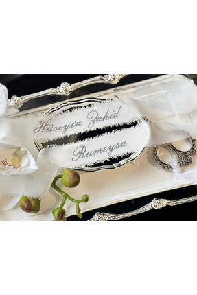 ABROZ HOME DESIGN İsimli Yüzük Kurdelesi - incisiz / Söz Nişan Kurdelesi