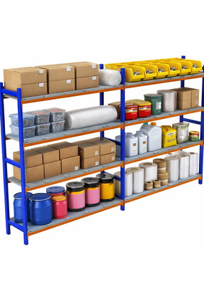 ALANRAF 4 Katlı Duble Depo Rafı - 300-350 Kg Taşıma Kapasiteli Hafif Rack Raf...