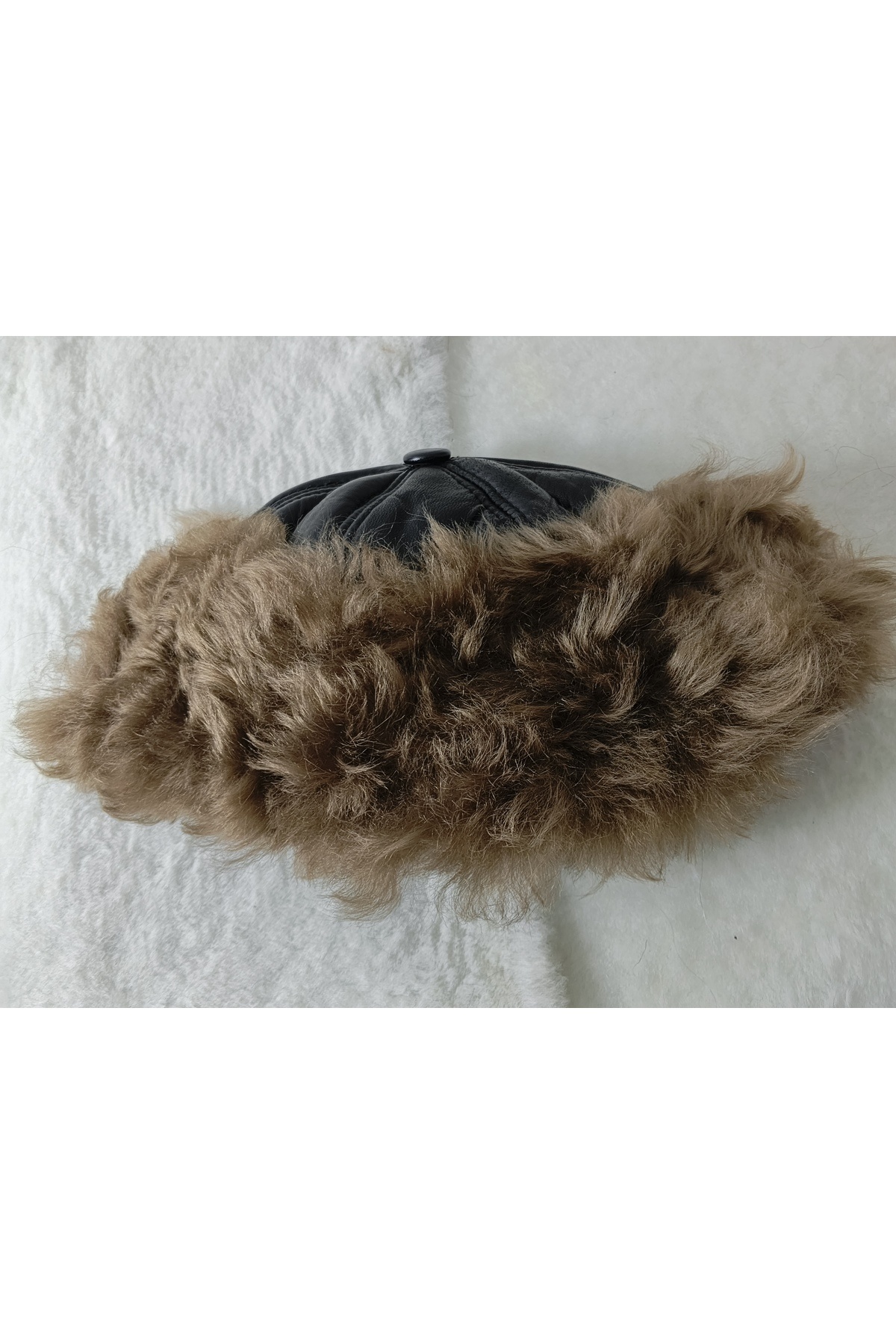 hoaryage Unisex Toskanalı Uzun Kurt Rengi Tüylü içi Koyun Kürklü Börk, Şapka, Bere, Ormancı görsel 8