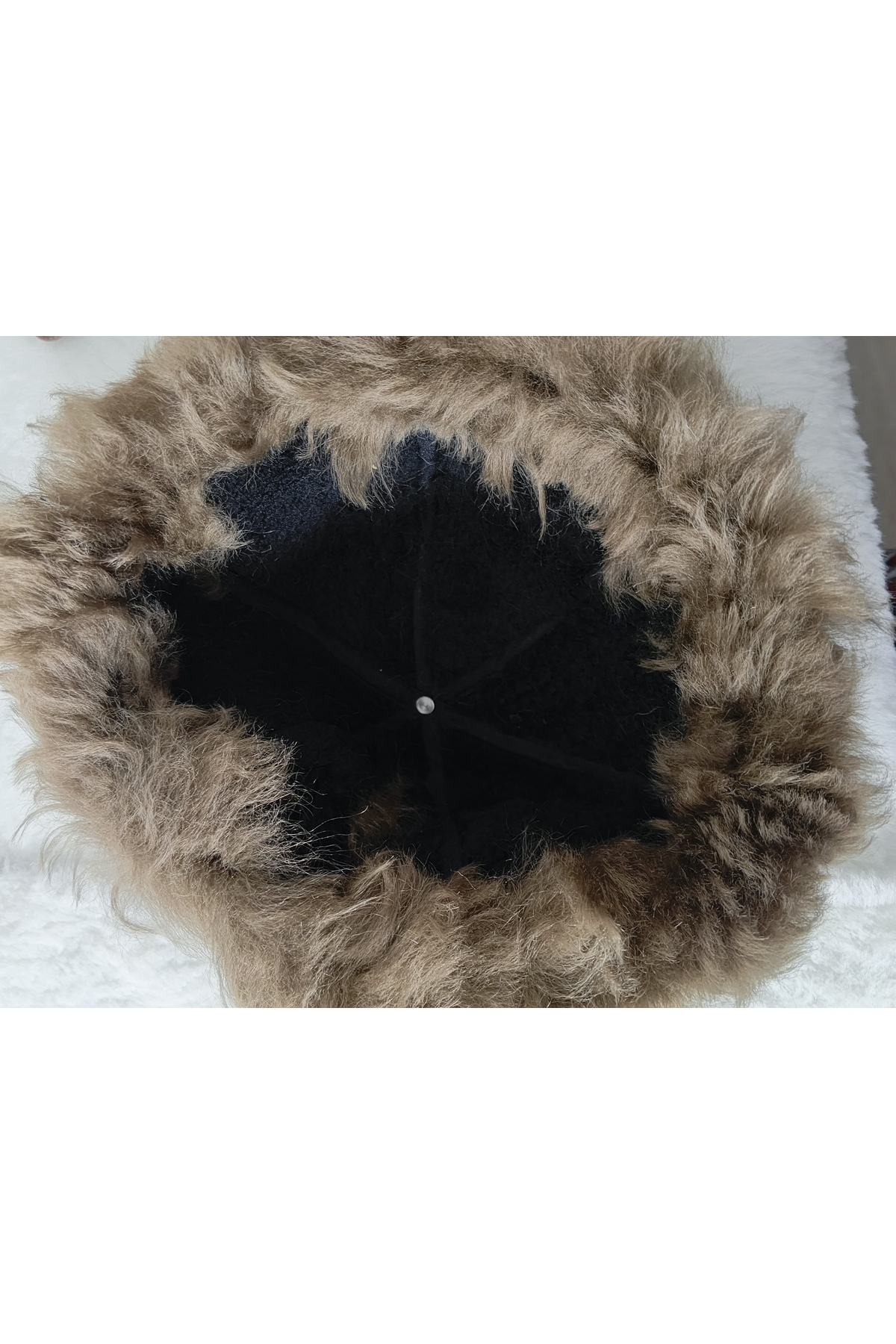 hoaryage Unisex Toskanalı Uzun Kurt Rengi Tüylü içi Koyun Kürklü Börk, Şapka, Bere, Ormancı görsel 7