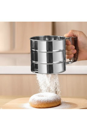 CPAZH Co. Paslanmaz Çelik Un Eleği – Tek Elle Kullanım, 3 Katlı İnce Tel Süzg...