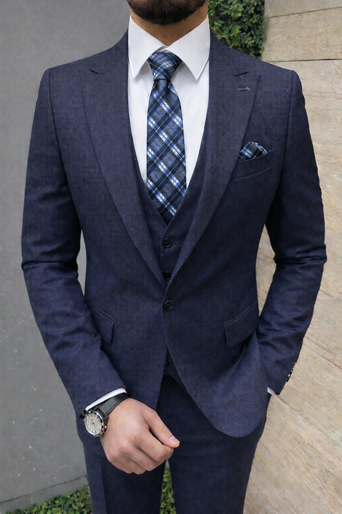 MASSARO Slimfit Yelekli Takım Elbise — سرمهای MSSYTE